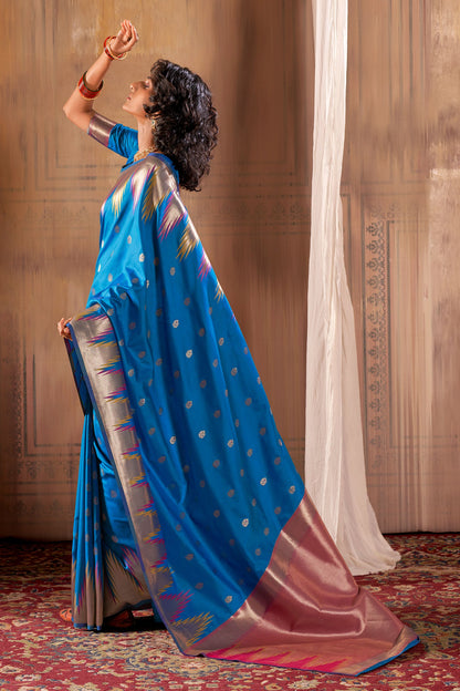 Blue Banarasi Silk Saree-ZB130797_3