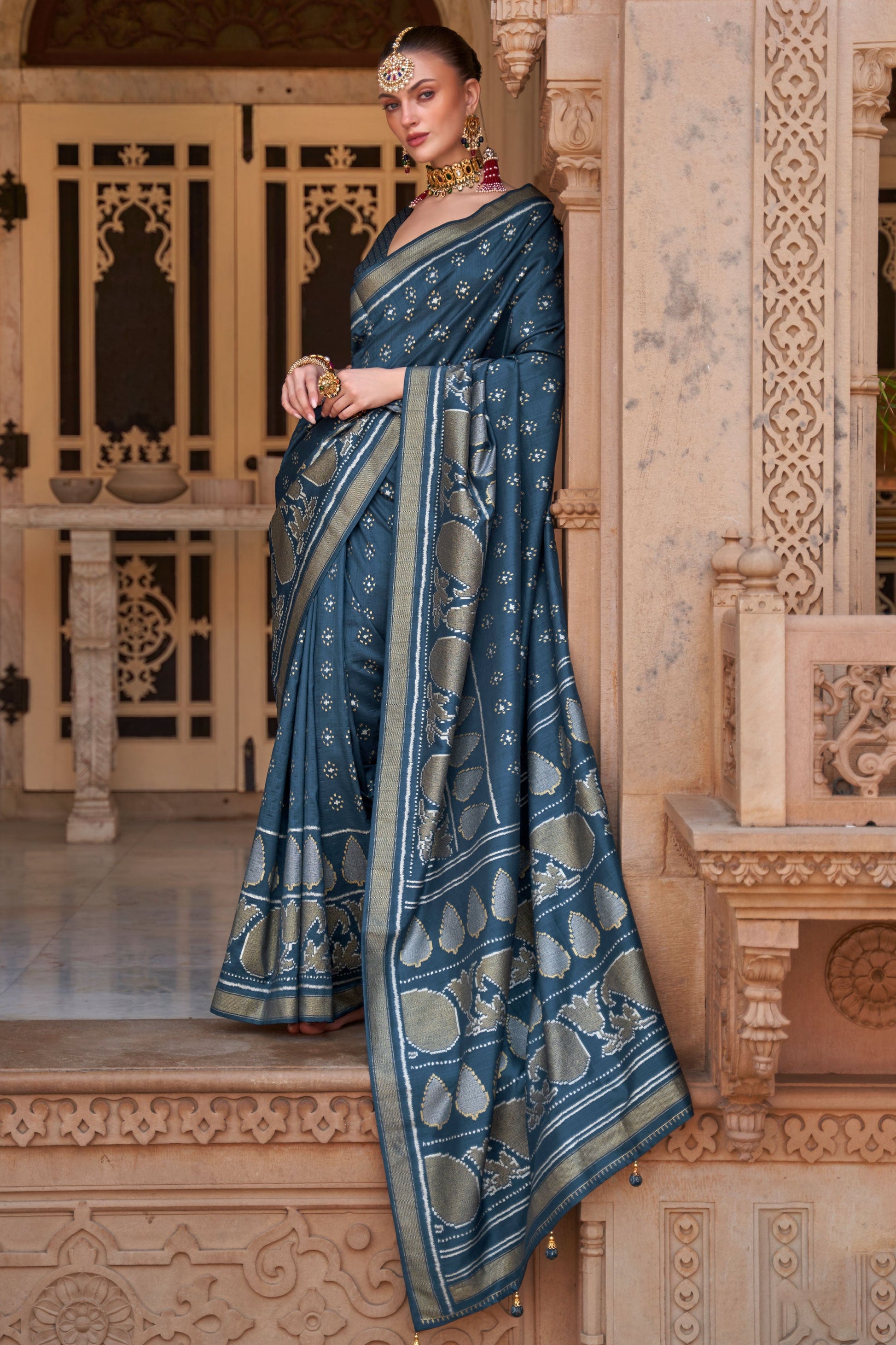 Blue Banarasi Silk Saree-ZB130837_1