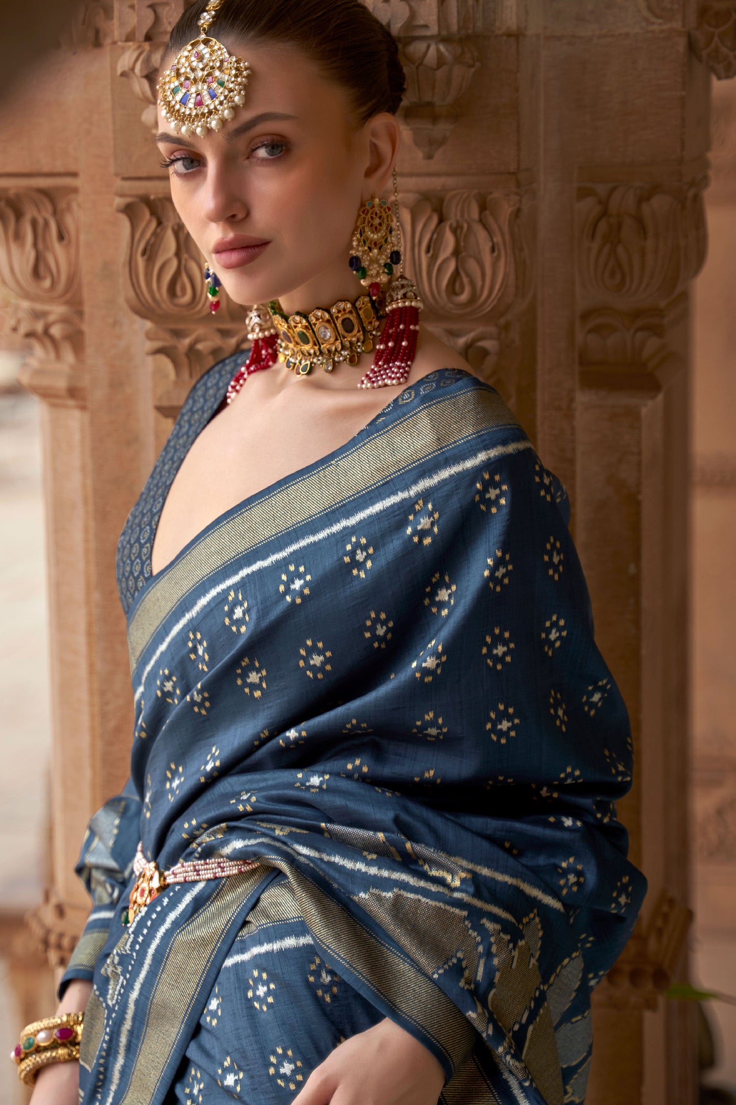 Blue Banarasi Silk Saree-ZB130837_2