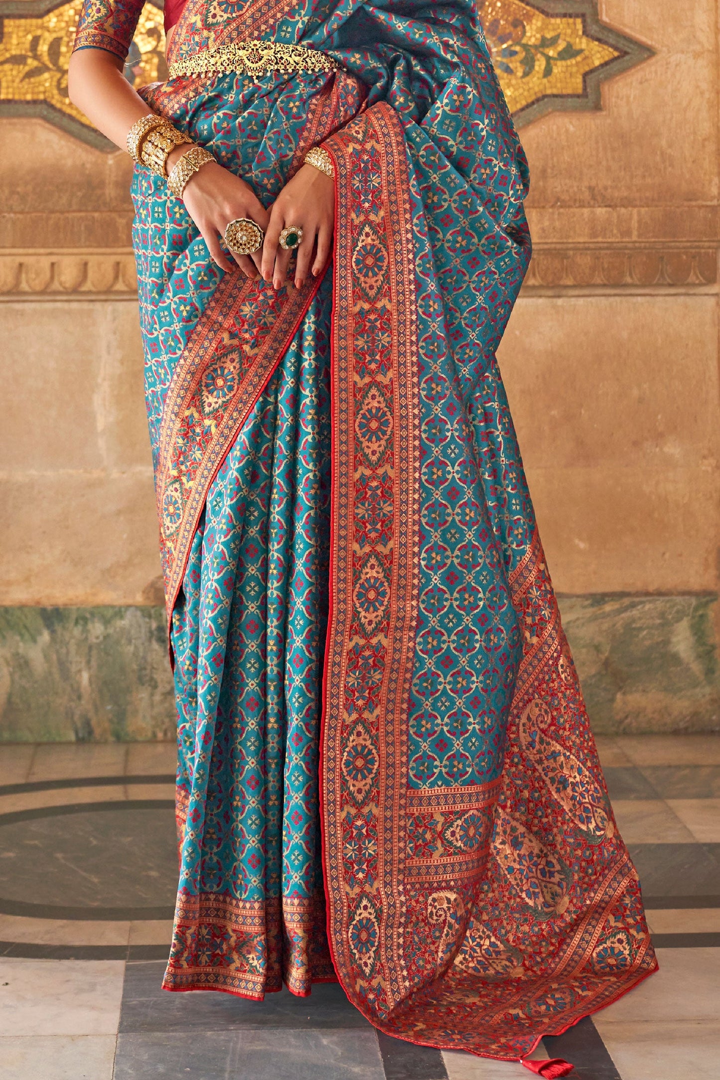 Blue Banarasi Silk Saree-ZB130997_3