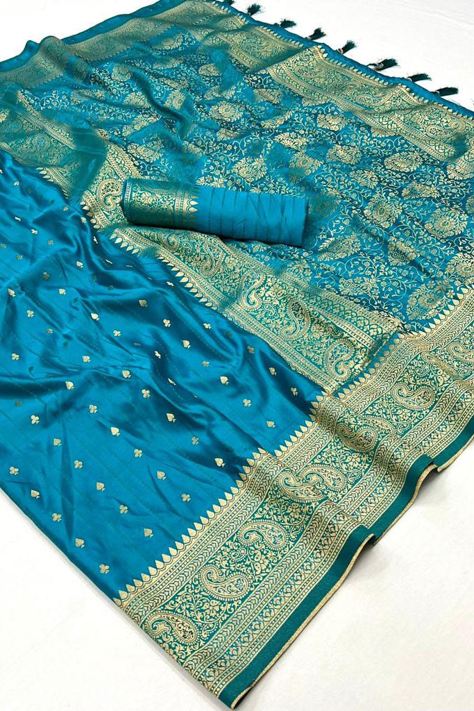 Blue Woven Satin Silk Saree-ZB140514_3
