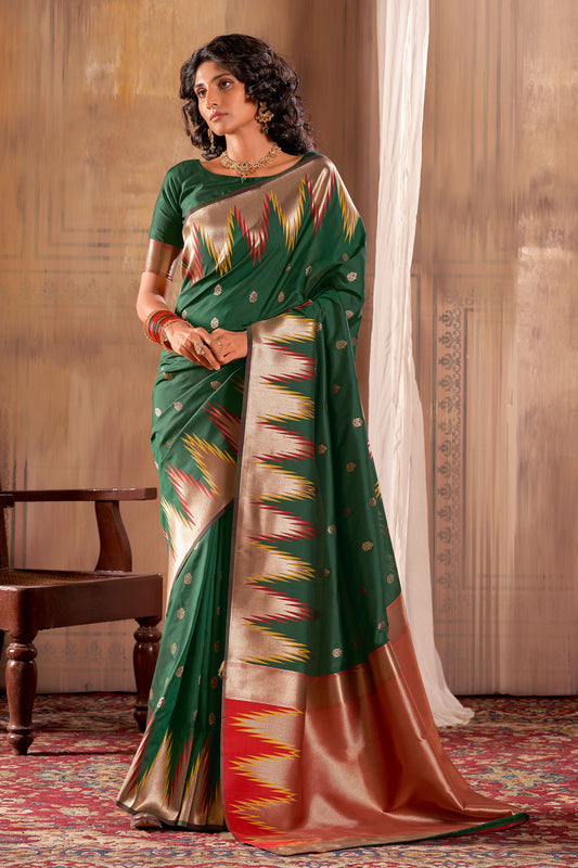 Green Banarasi Silk Saree-ZB130796_1
