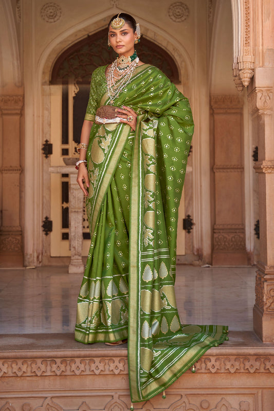Green Banarasi Silk Saree-ZB130839_1