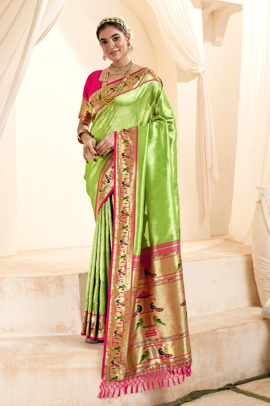 Green Paithani Tissue Silk Saree-ZB130694_1