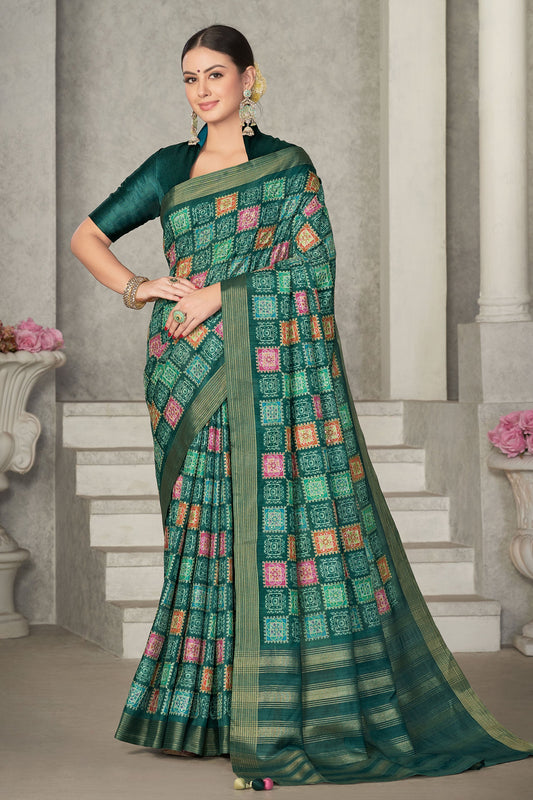 Green Embroidered Tussar Silk Saree-ZB130727_1