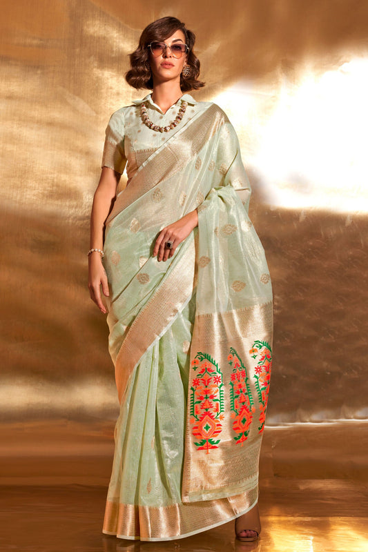 Green Tissue Paithani Saree-ZB140540_1