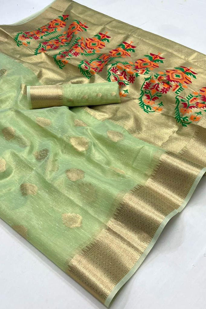 Green Tissue Paithani Saree-ZB140540_3