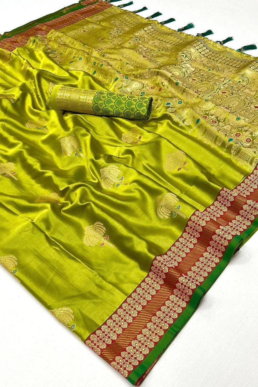 Green Woven Satin Silk Saree-ZB130611_3