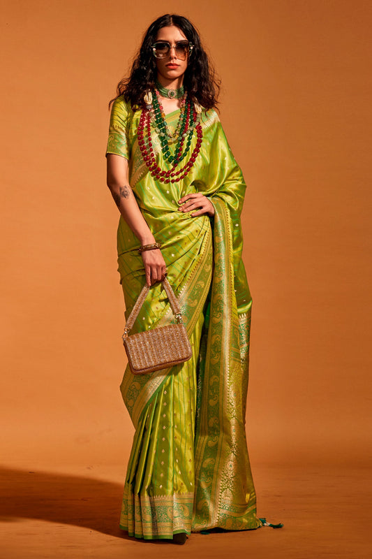 Green Woven Satin Silk Saree-ZB140513_1