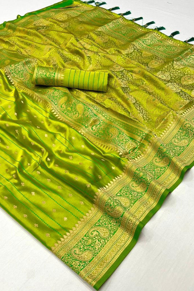 Green Woven Satin Silk Saree-ZB140513_3
