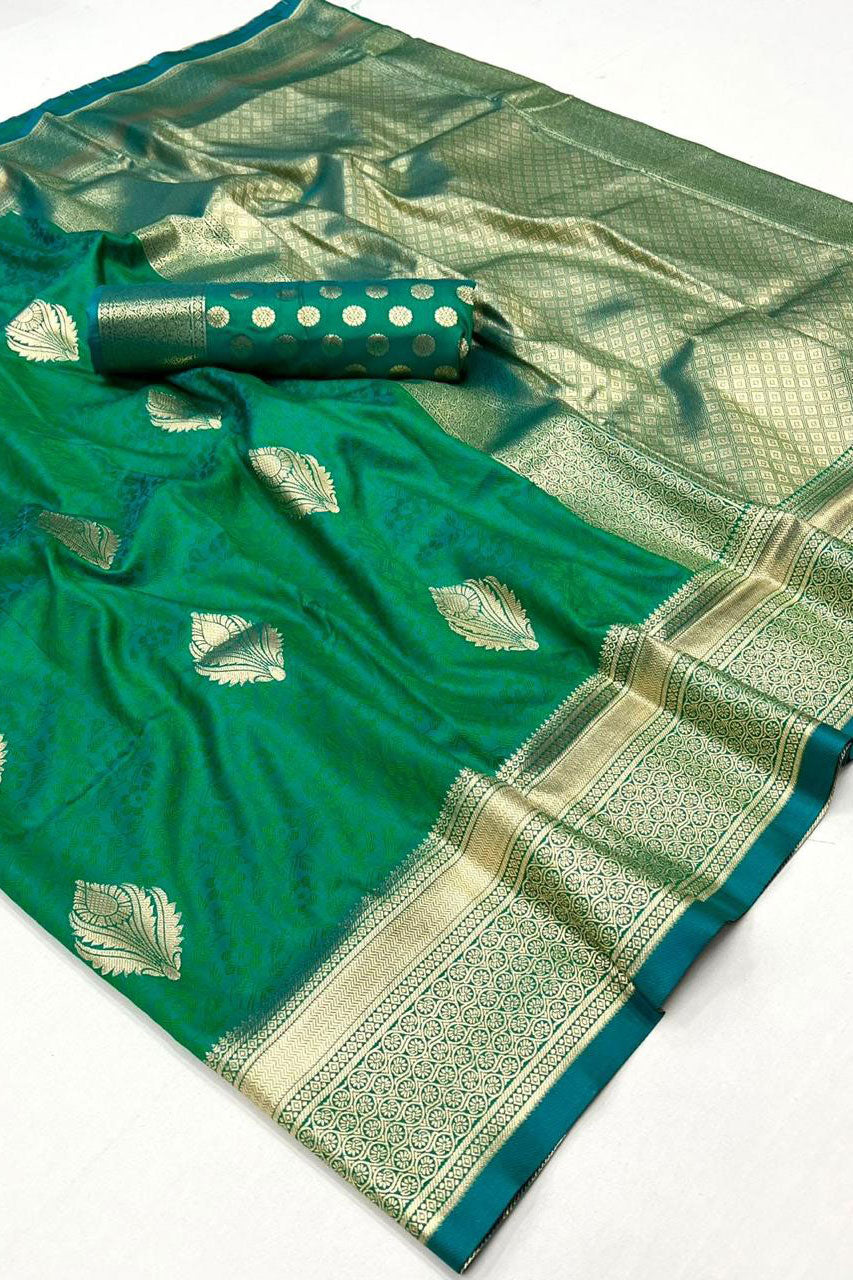 Green Woven Silk Saree-ZB140560_3