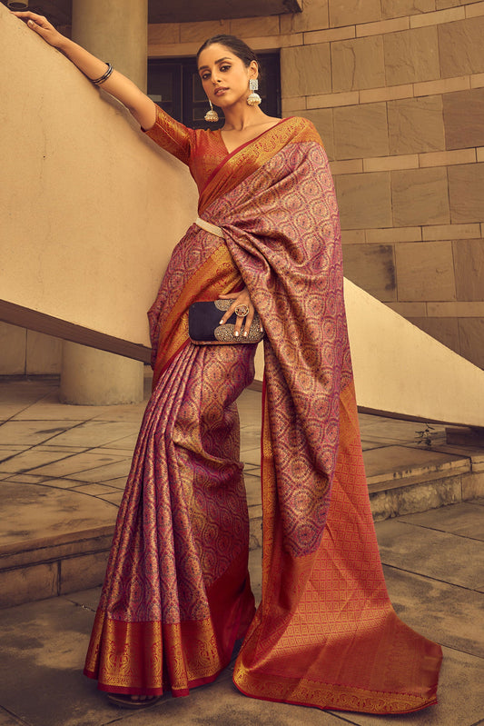 Multicolor Banarasi Silk Saree-ZB130618_1