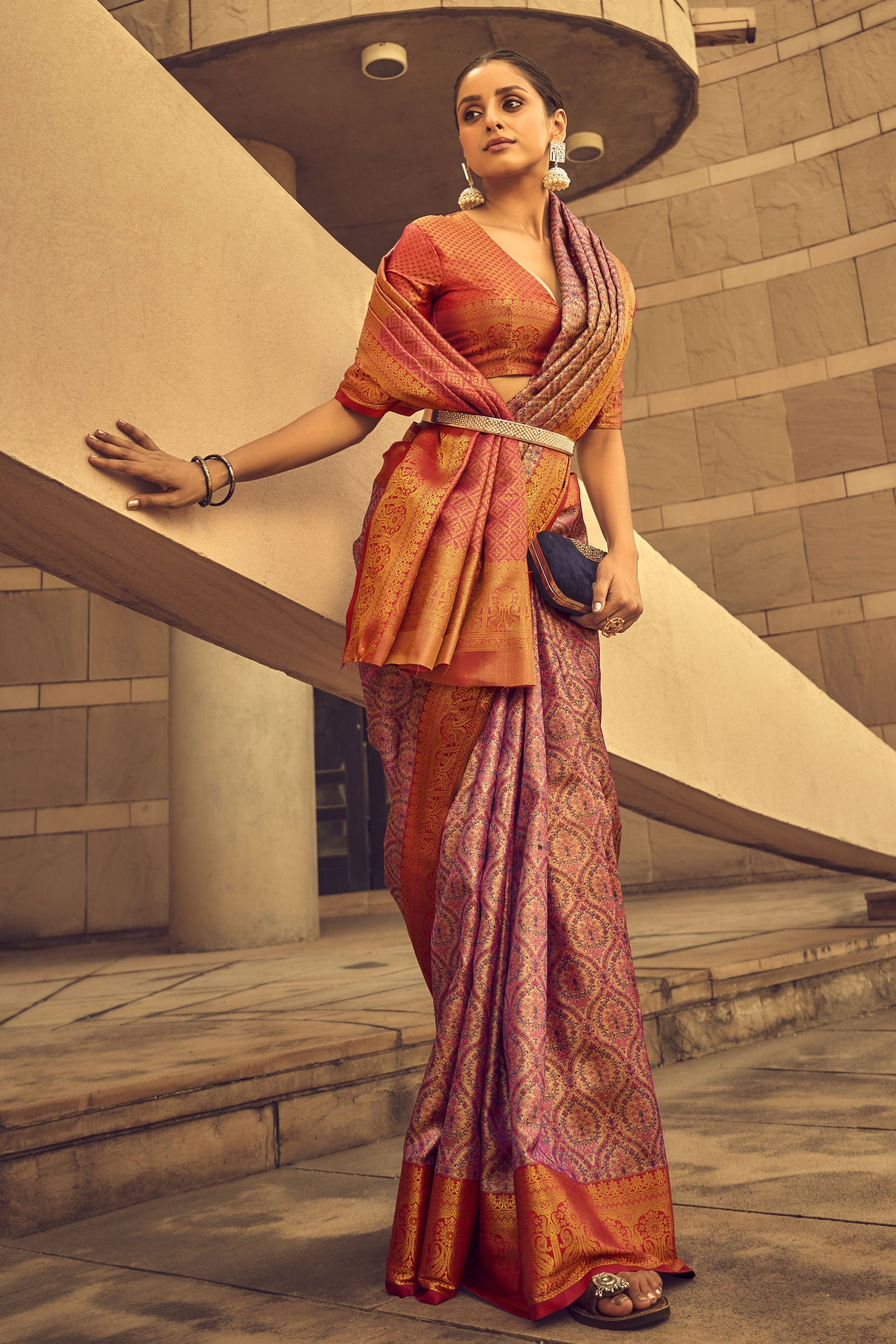 Multicolor Banarasi Silk Saree-ZB130618_3