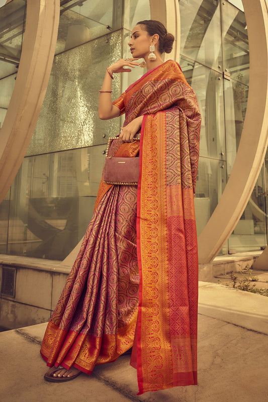 Multicolor Banarasi Silk Saree-ZB130620_1