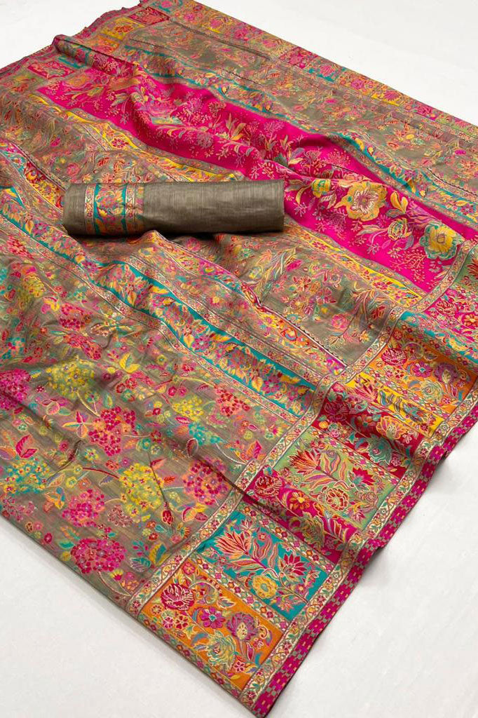 Multicolor Woven Jamewar Kashmiri Silk Saree-ZB130895_4