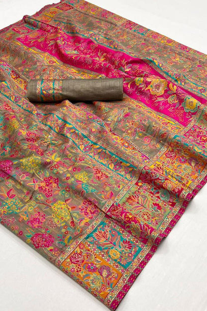 Multicolor Woven Jamewar Kashmiri Silk Saree-ZB130895_4