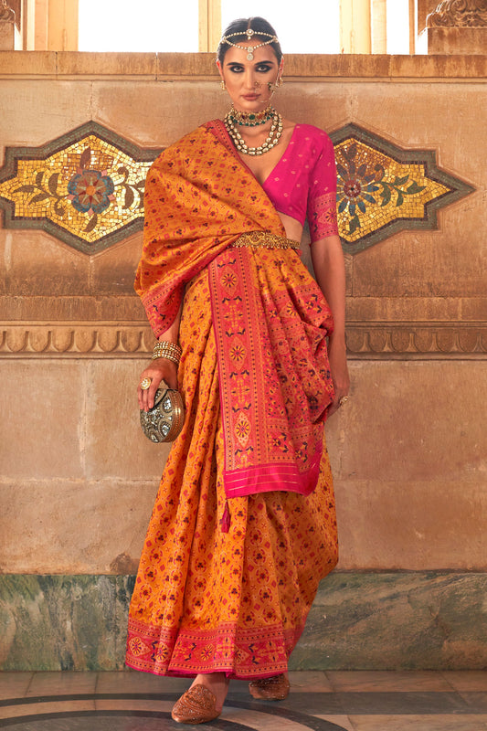 Orange Banarasi Silk Saree-ZB130998_1