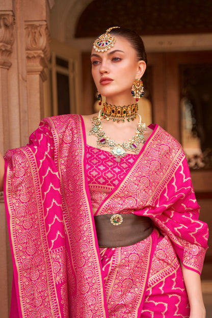 Pink Banarasi Silk Saree-ZB130829_2