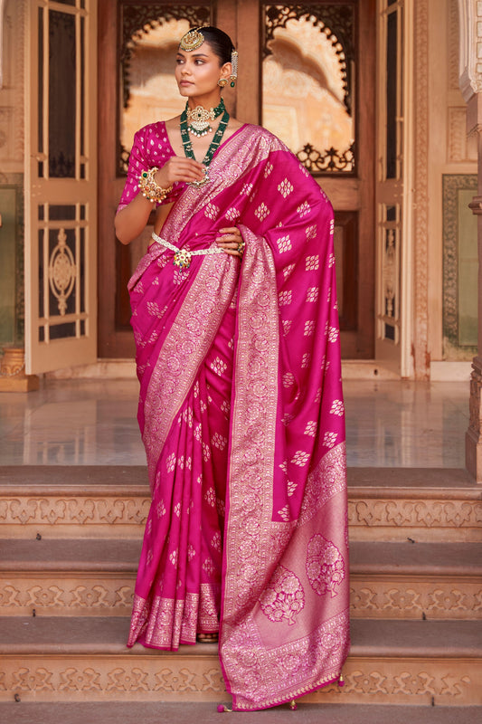 Pink Banarasi Silk Saree-ZB130834_1