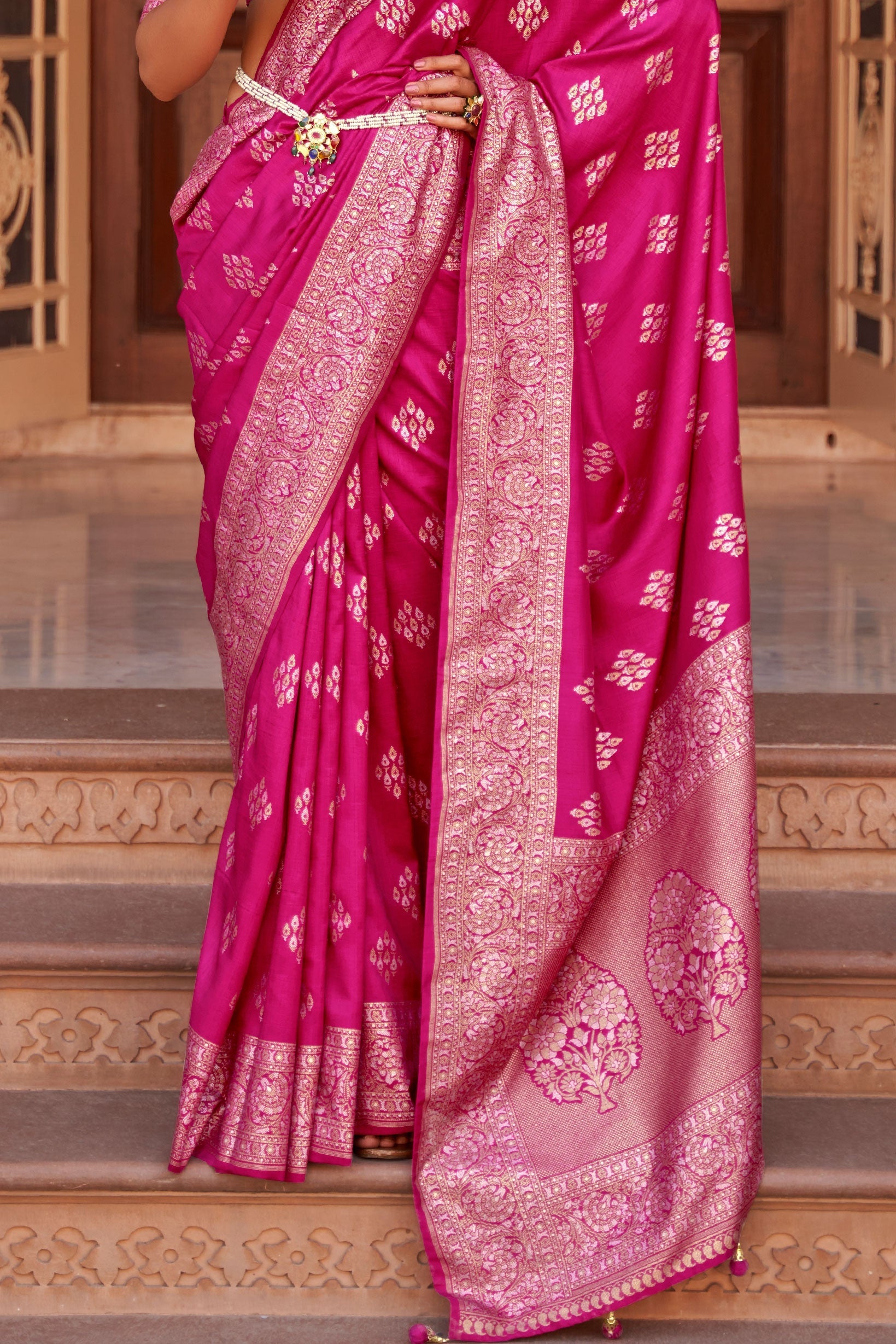Pink Banarasi Silk Saree-ZB130834_3