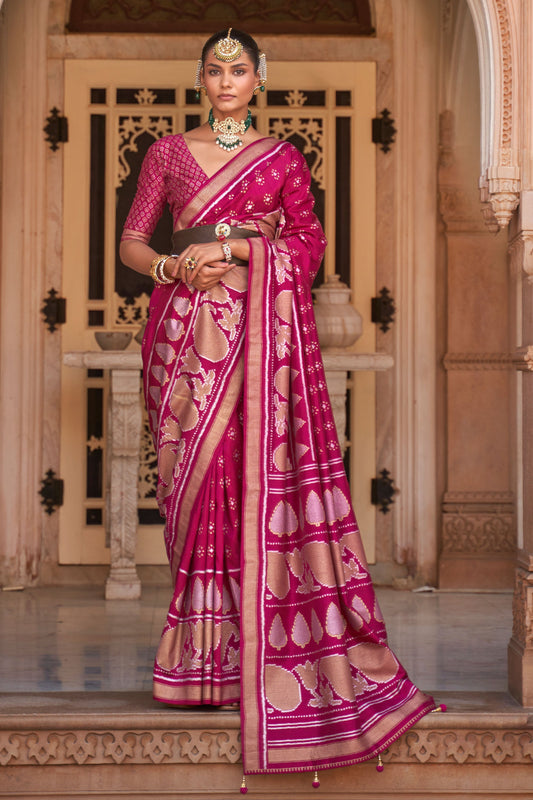 Pink Banarasi Silk Saree-ZB130840_1