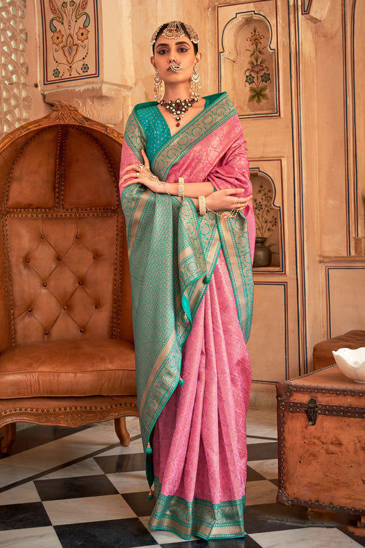 Pink Banarasi Silk Saree-ZB130844_1