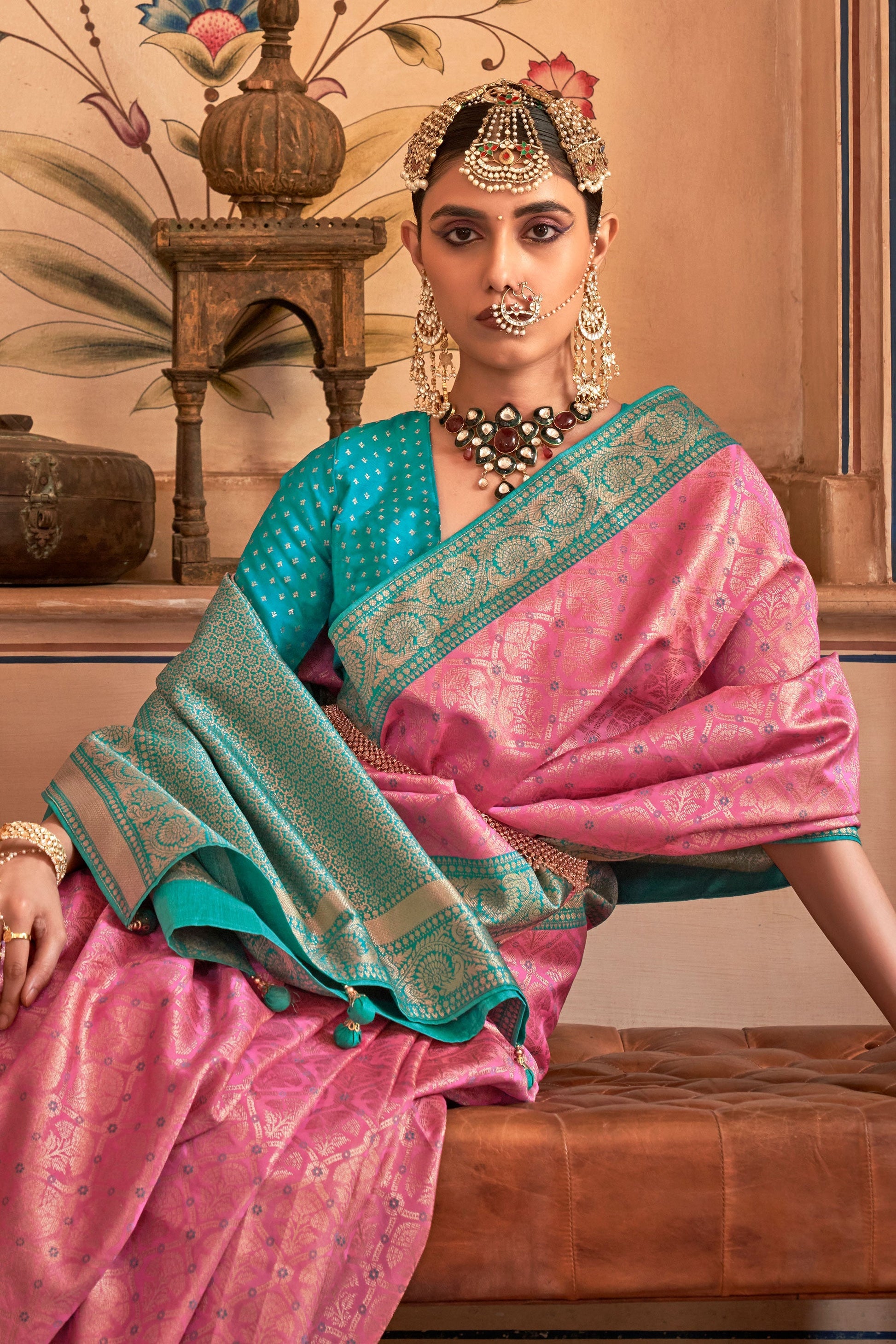 Pink Banarasi Silk Saree-ZB130844_2