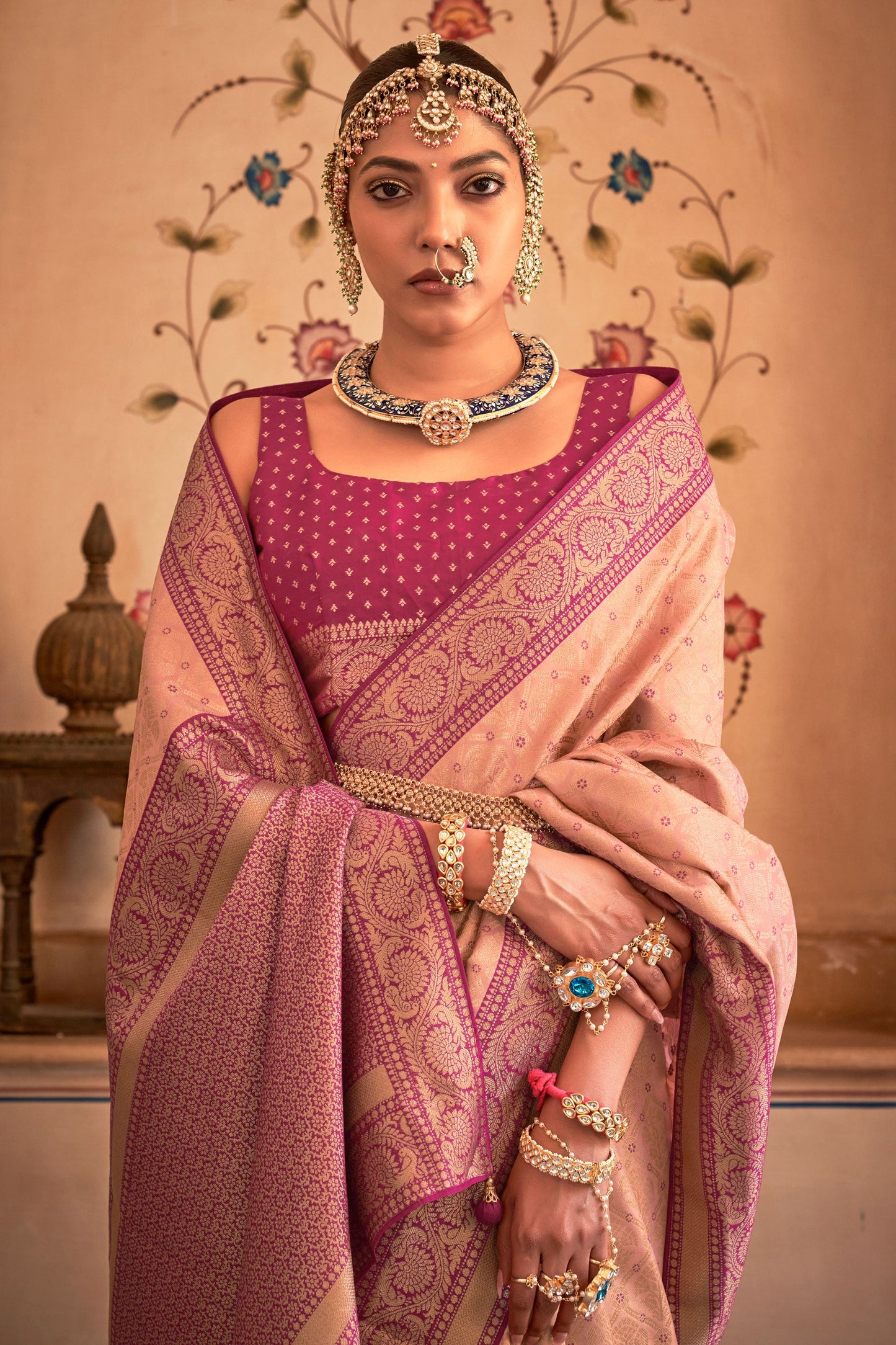 Pink Banarasi Silk Saree-ZB130845_2