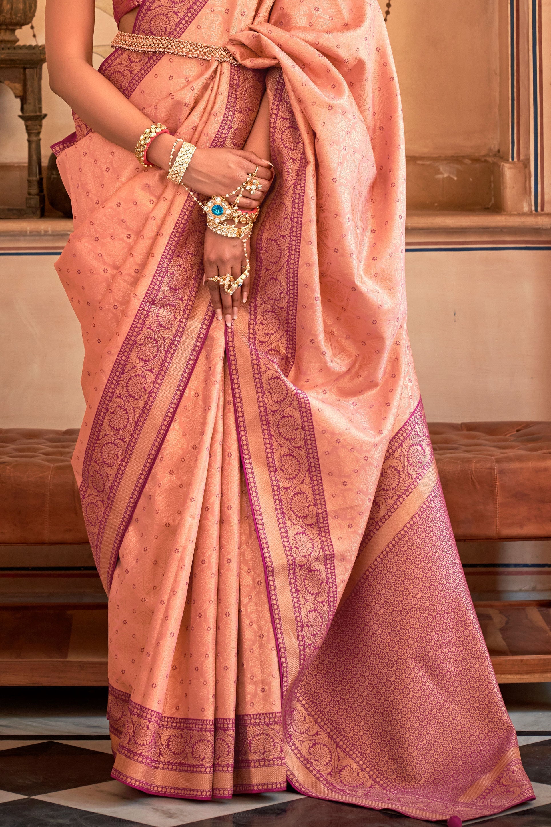 Pink Banarasi Silk Saree-ZB130845_3