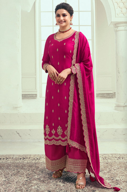Pink Embroidered Georgette Palazzo Suit-ZBSS100014_1