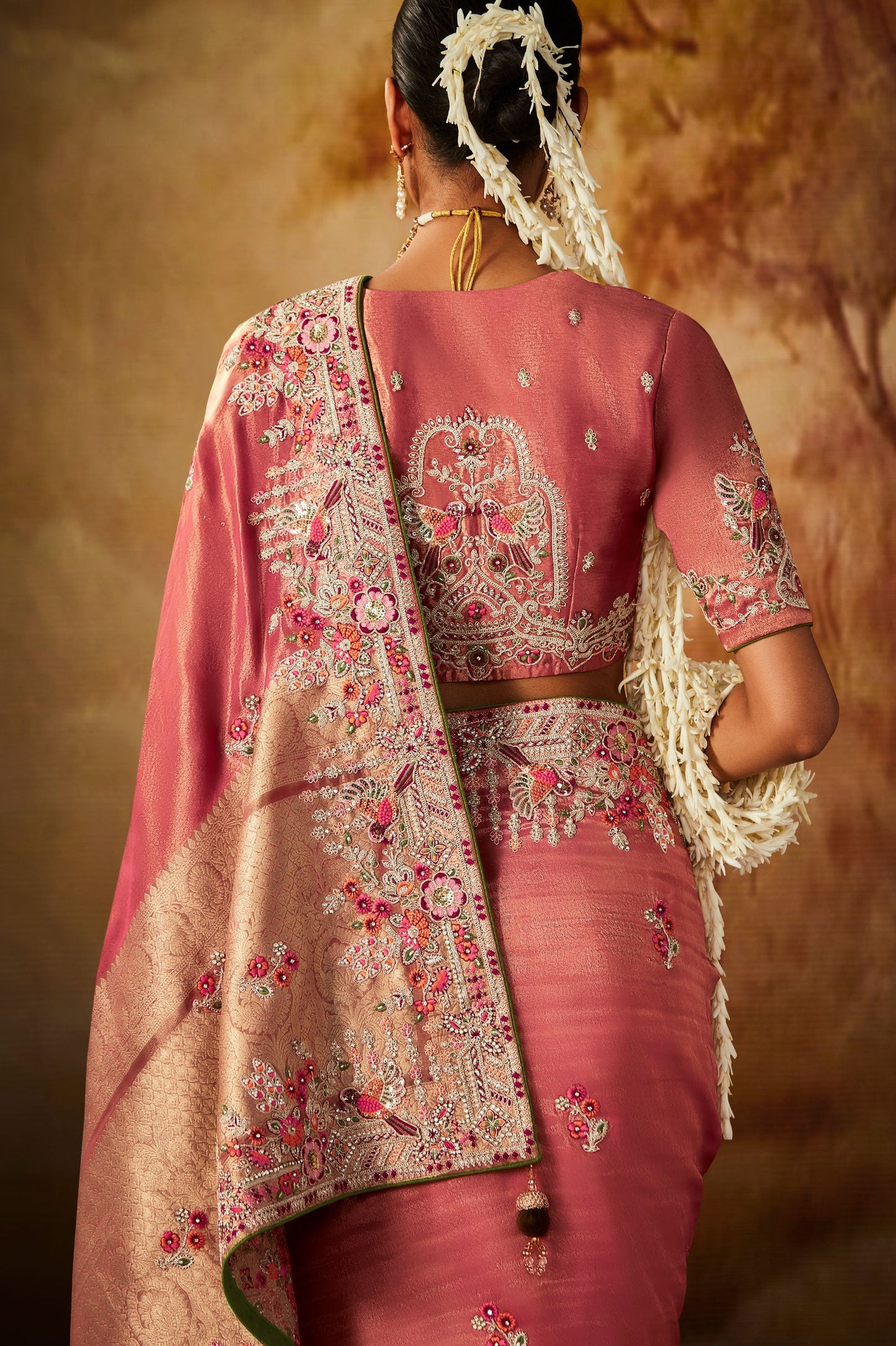 Pink Embroidered Silk Saree-ZB130703_3