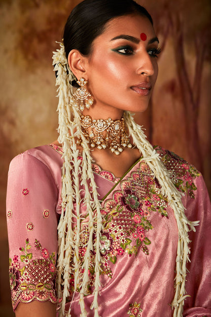 Pink Embroidered Silk Saree-ZB130708_2