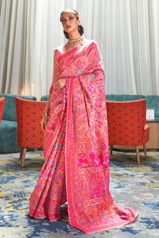 Pink Kashmiri Jamewar Silk Saree-ZB140059_1