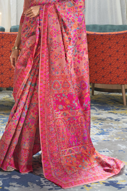 Pink Kashmiri Jamewar Silk Saree-ZB140059_3