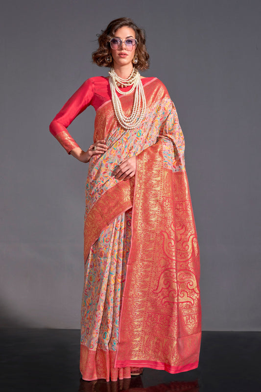 Pink Kashmiri Jamewar Silk Saree-ZB140554_1