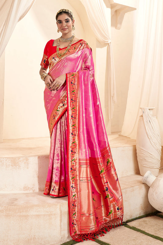 Pink Paithani Tissue Silk Saree-ZB130696_1