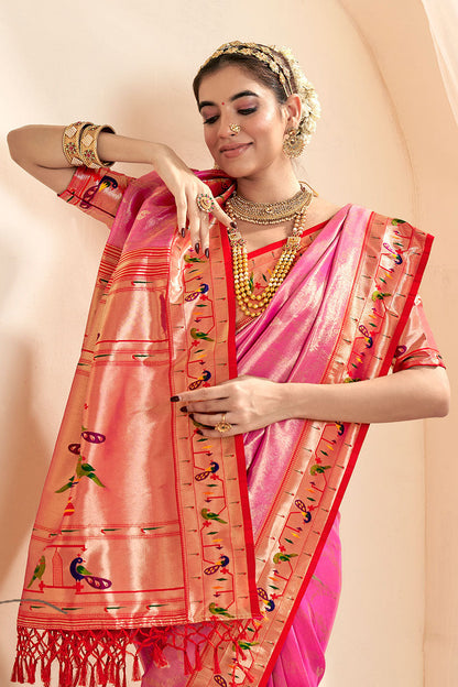 Pink Paithani Tissue Silk Saree-ZB130696_2