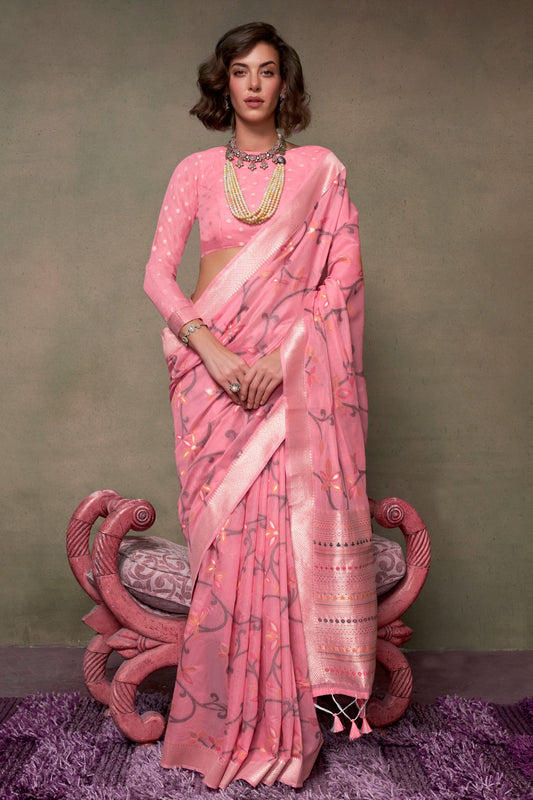 Pink Woven Jamdani Cotton Saree-ZB131237_1