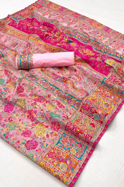 Pink Woven Jamewar Kashmiri Silk Saree-ZB130894_3