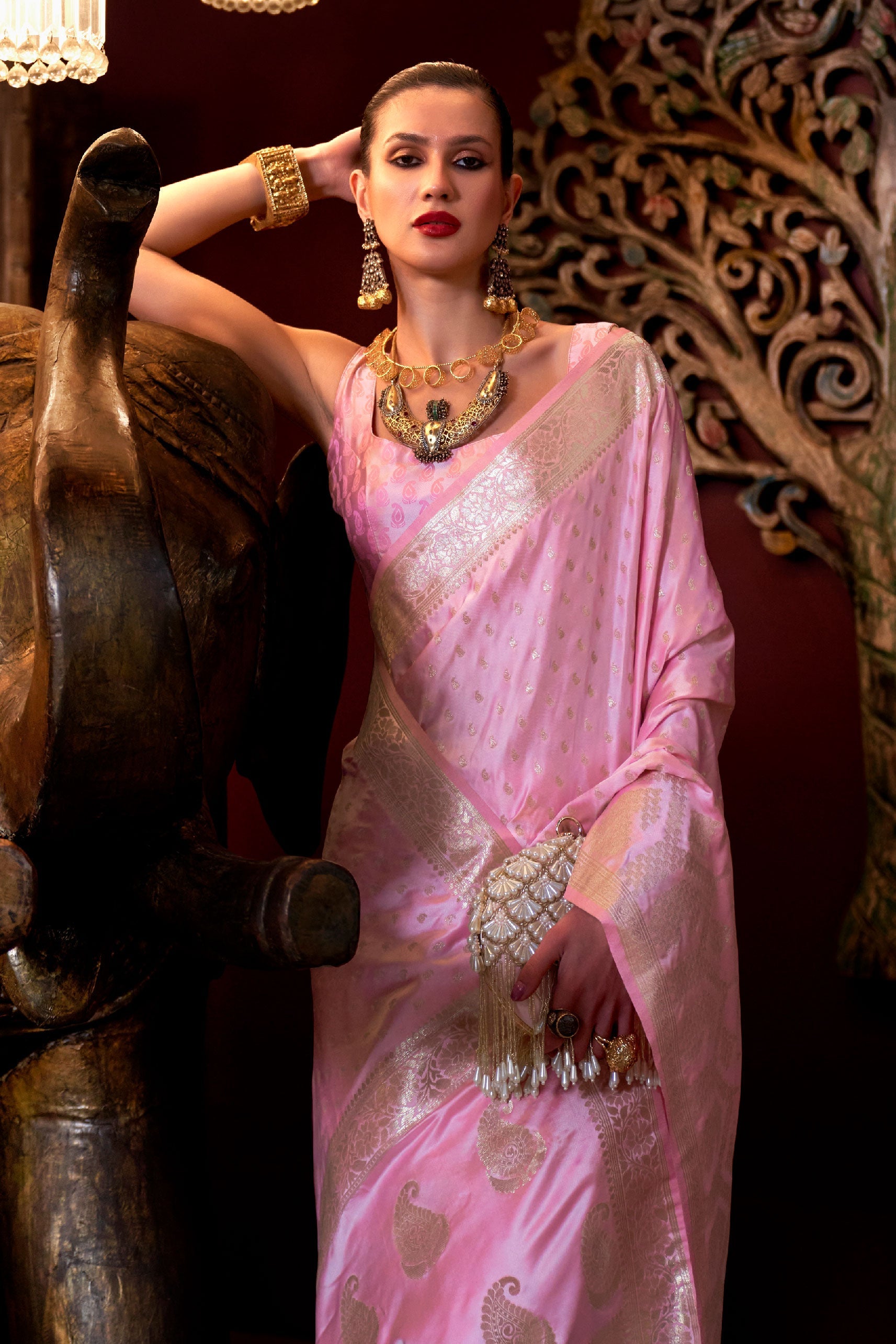 Pink Woven Satin Silk Saree-ZB130588_2