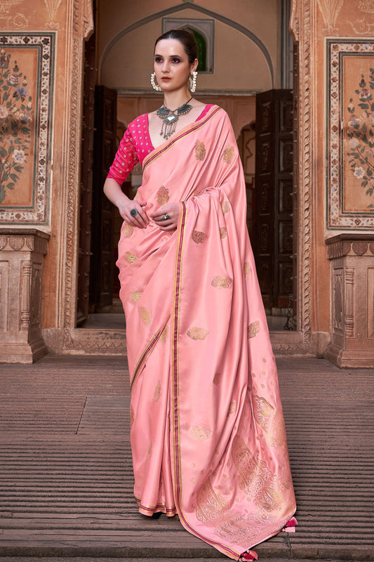 Pink Woven Satin Silk Saree-ZB130806_1