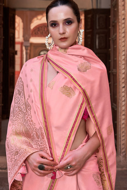 Pink Woven Satin Silk Saree-ZB130806_2