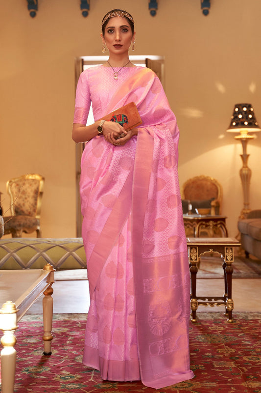 Pink Woven Silk Saree-ZB140111_1