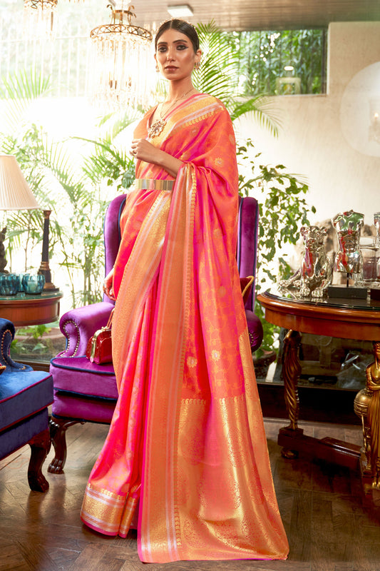 Pink Woven Silk Saree-ZB140116_1