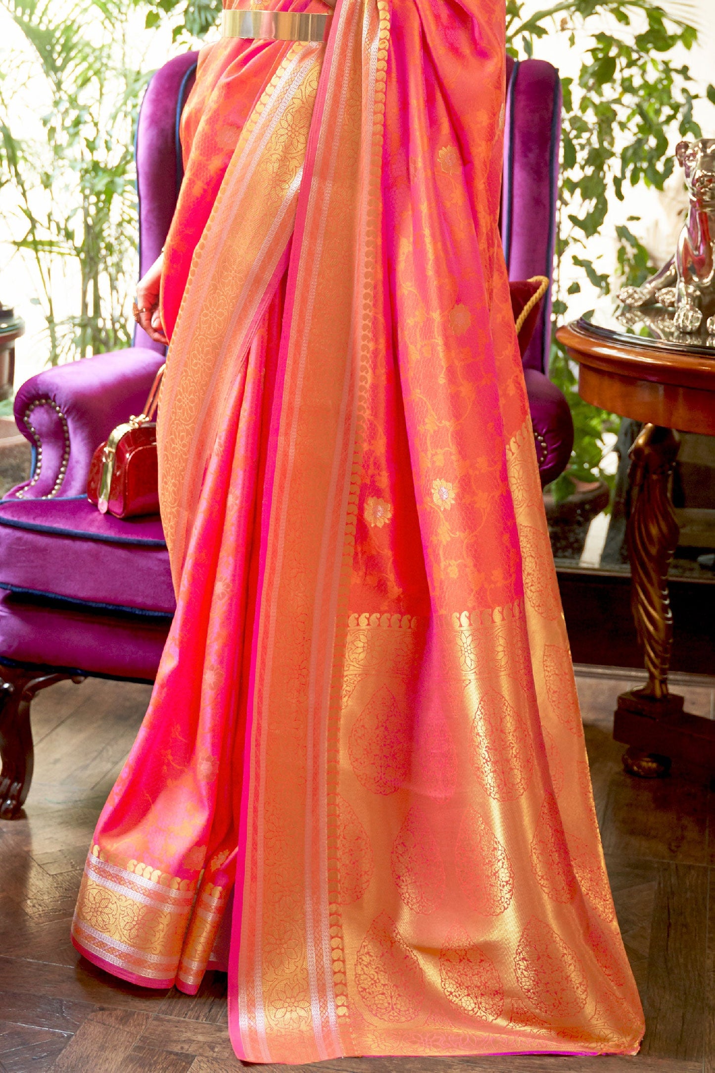 Pink Woven Silk Saree-ZB140116_3