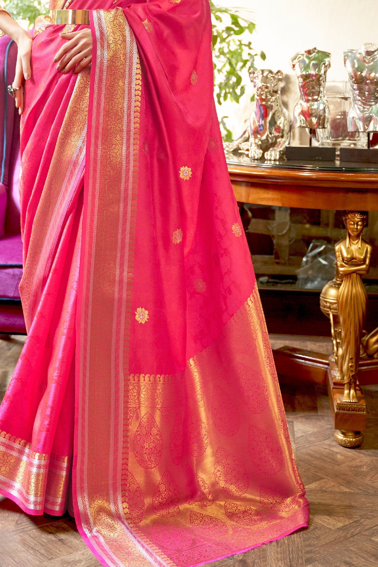 Pink Woven Silk Saree-ZB140117_3