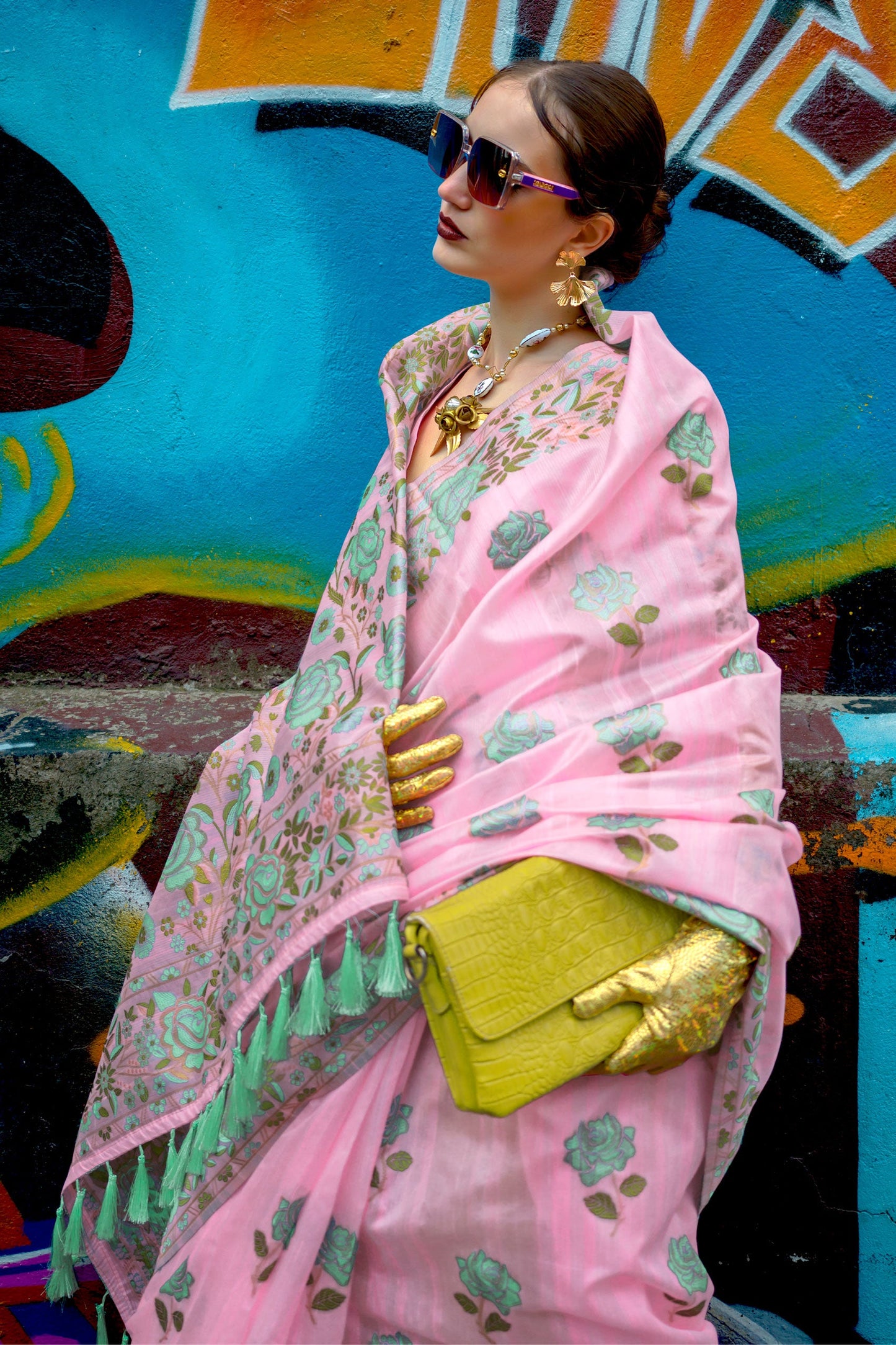Pink Woven Silk Saree-ZB140503_2