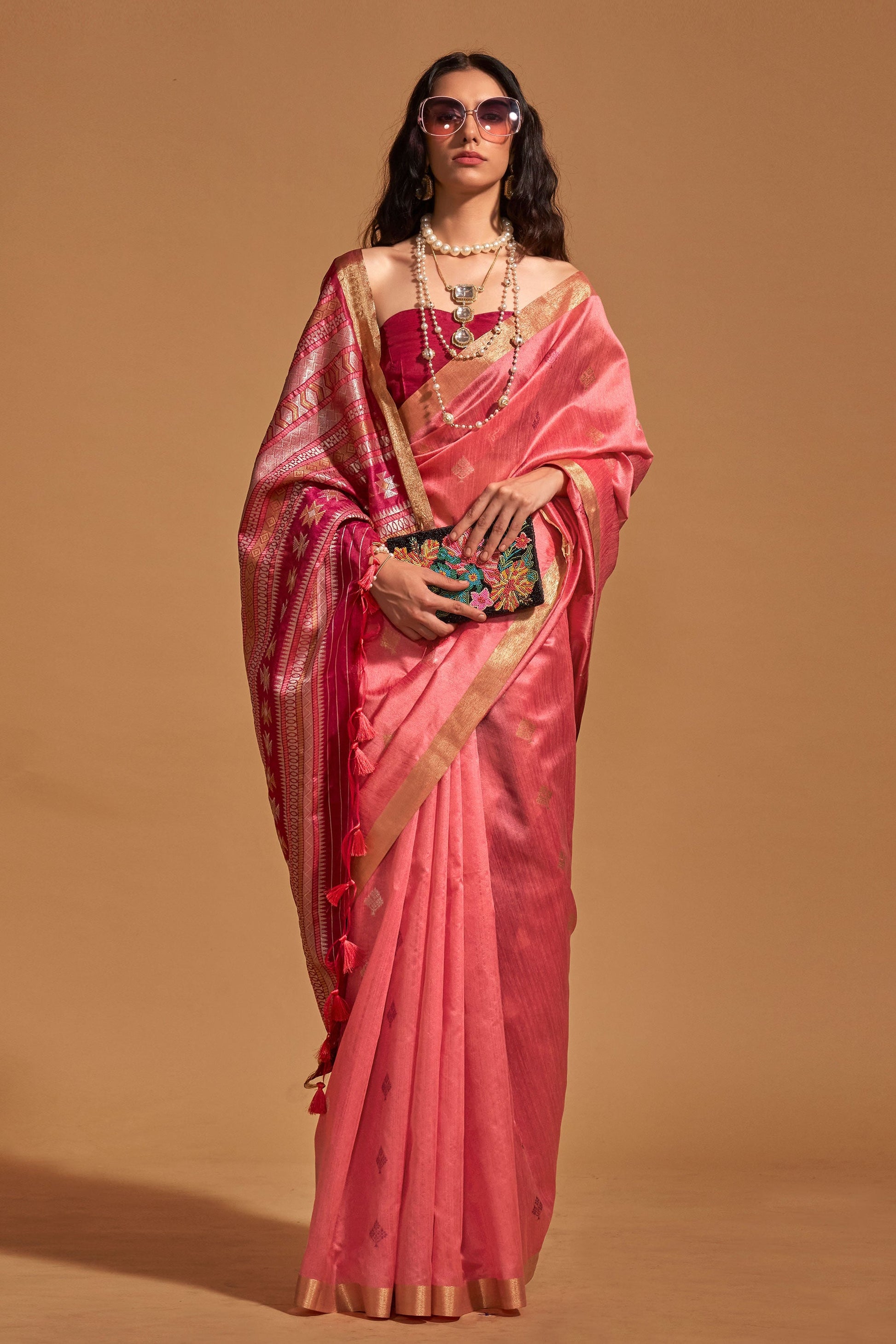 Pink Woven Silk Saree-ZB140527_2