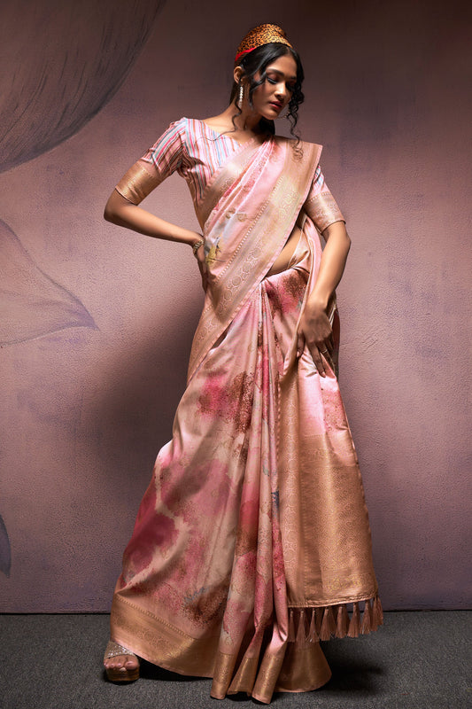Pink Printed Silk Saree-ZB130719_1