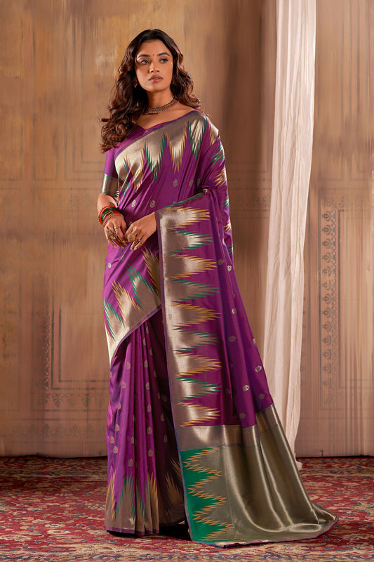 Purple Banarasi Silk Saree-ZB130802_1